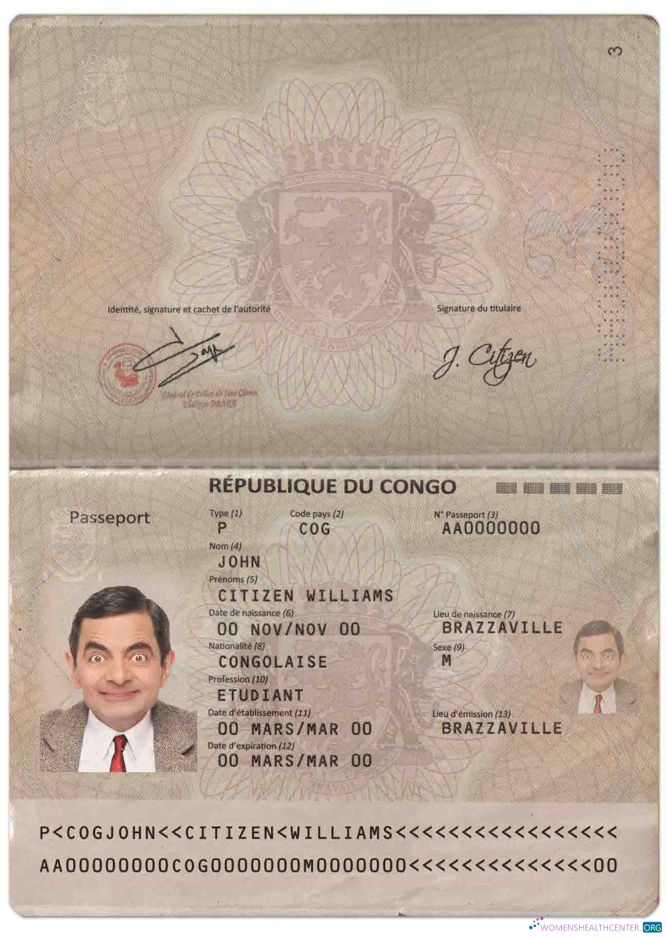 Download Congo passport (2014 present) Photoshop template